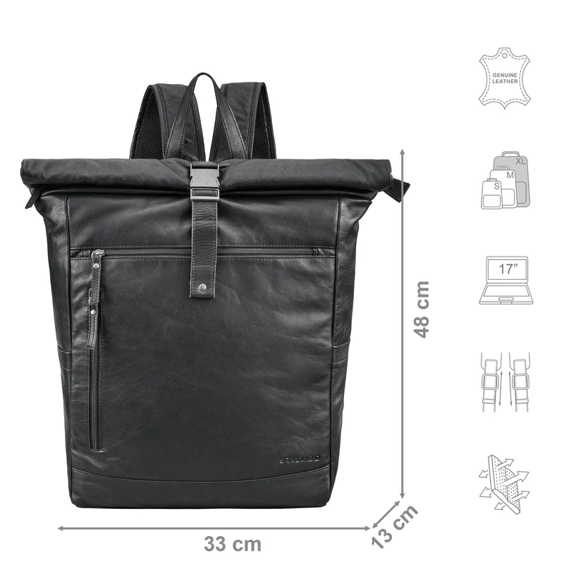 "Lutz" XL Rolltop Rucksack Herren Leder mit Laptop-Fach 16 - 17.3 Zoll