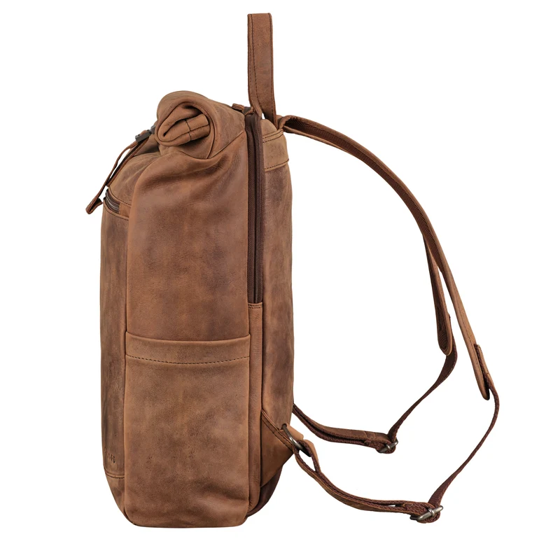 "Lutz" XL Rolltop Rucksack Herren Leder mit Laptop-Fach 16 - 17.3 Zoll