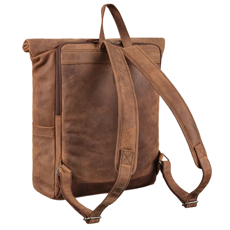 "Lutz" XL Rolltop Rucksack Herren Leder mit Laptop-Fach 16 - 17.3 Zoll