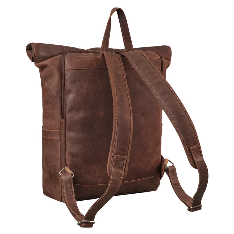 "Lutz" XL Rolltop Rucksack Herren Leder mit Laptop-Fach 16 - 17.3 Zoll