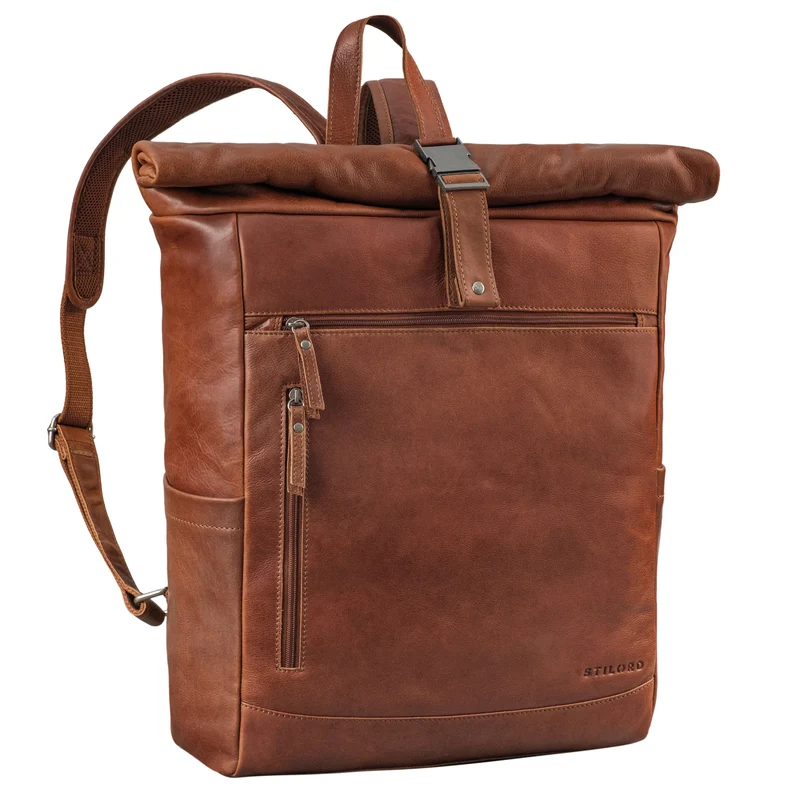 "Lutz" XL Rolltop Rucksack Herren Leder mit Laptop-Fach 16 - 17.3 Zoll