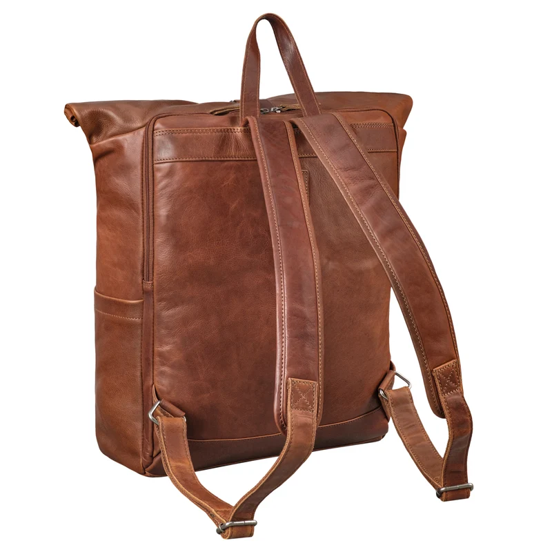 "Lutz" XL Rolltop Rucksack Herren Leder mit Laptop-Fach 16 - 17.3 Zoll