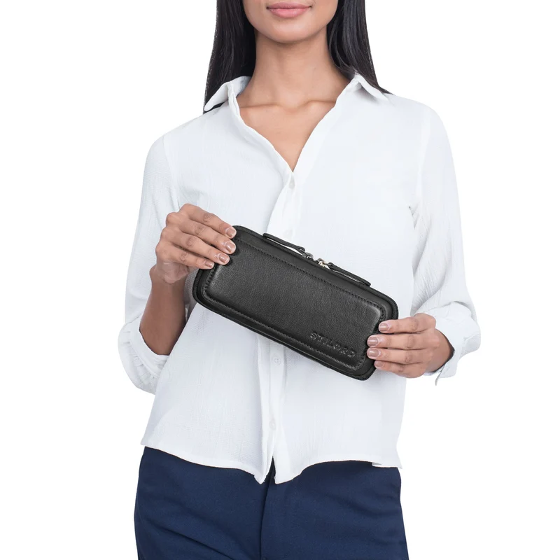 "Scotty" Leder Etui Vintage Hardcase mit Reißverschluss Federmappe