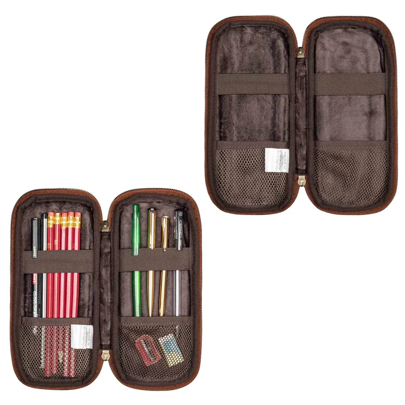"Scotty" Leder Etui Vintage Hardcase mit Reißverschluss Federmappe