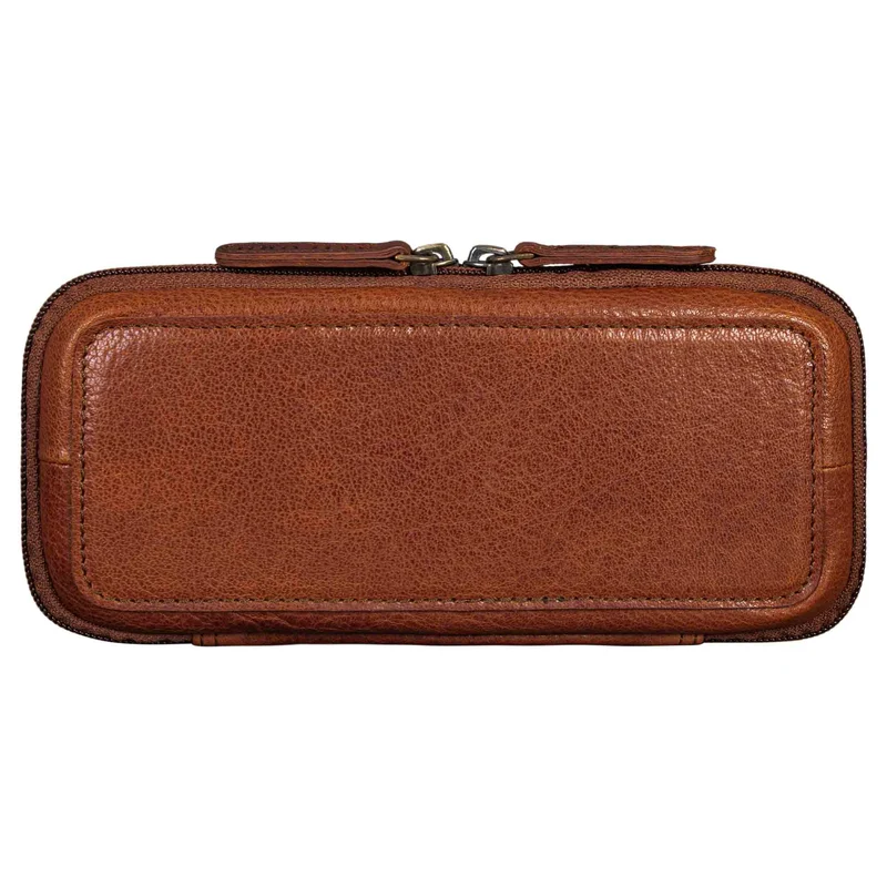 "Scotty" Leder Etui Vintage Hardcase mit Reißverschluss Federmappe