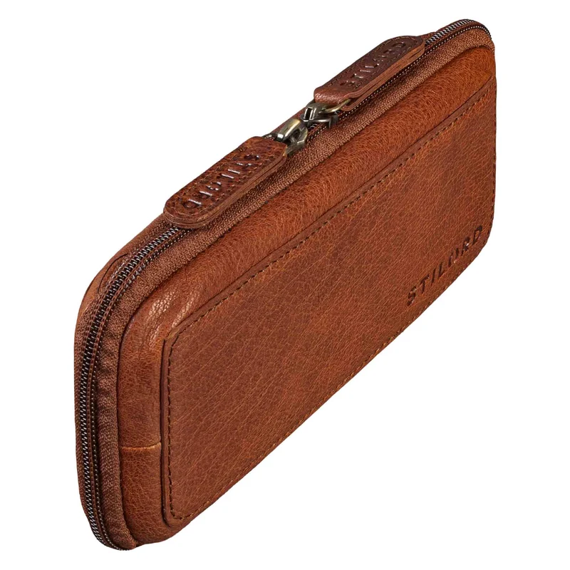 "Scotty" Leder Etui Vintage Hardcase mit Reißverschluss Federmappe