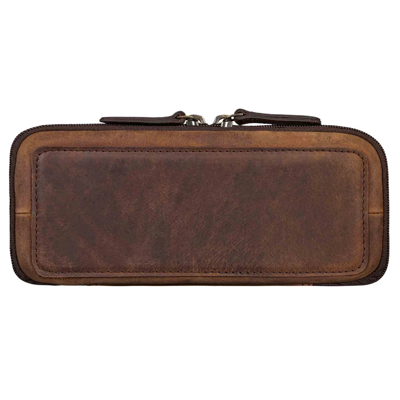 "Scotty" Leder Etui Vintage Hardcase mit Reißverschluss Federmappe