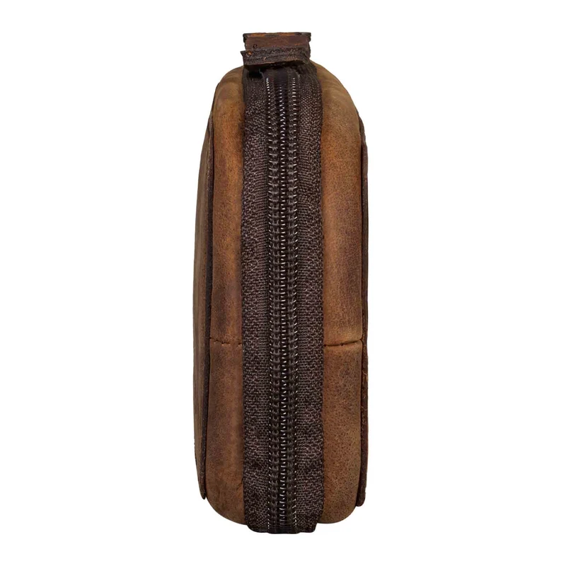 "Scotty" Leder Etui Vintage Hardcase mit Reißverschluss Federmappe