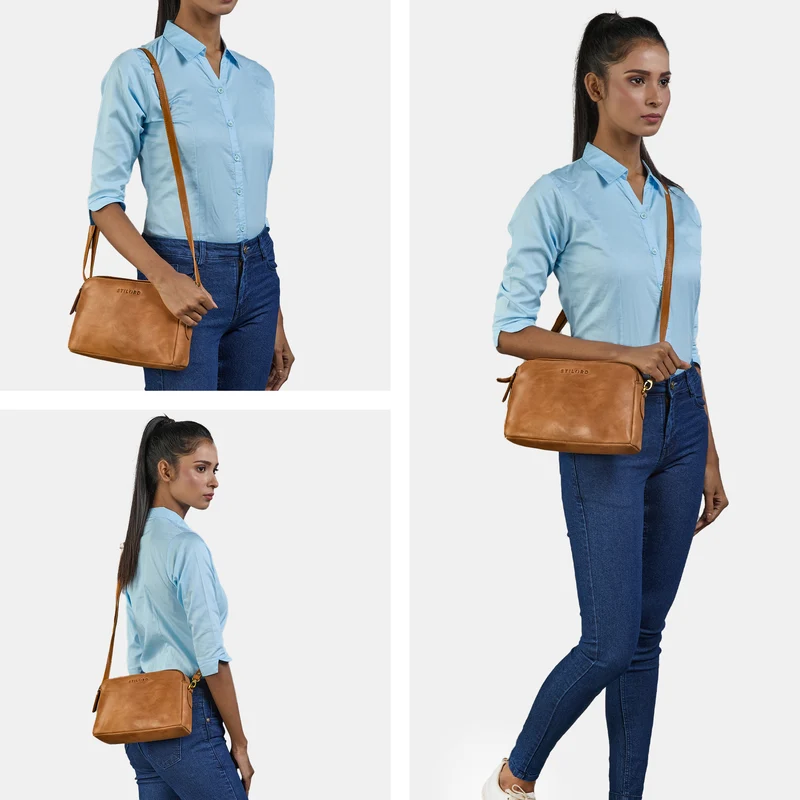 "Rosie" Vintage Umhängetasche Damen Leder Klein