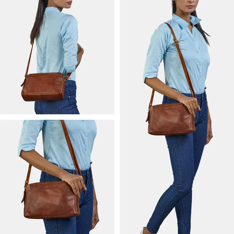 "Rosie" Vintage Umhängetasche Damen Leder Klein