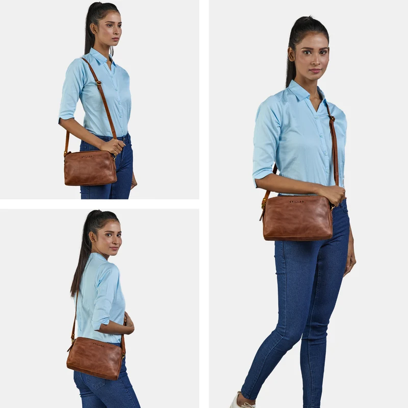 "Rosie" Vintage Umhängetasche Damen Leder Klein