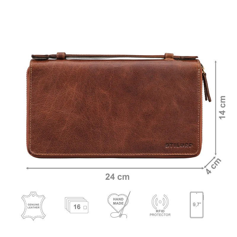 "Felicity" Große Geldbörse Herren Clutch Leder mit Handyfach