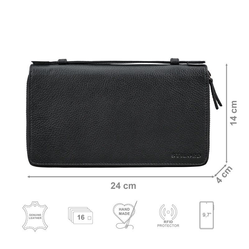 "Felicity" Große Geldbörse Herren Clutch Leder mit Handyfach