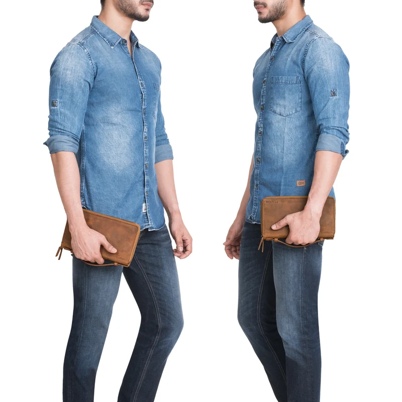 "Felicity" Große Geldbörse Herren Clutch Leder mit Handyfach