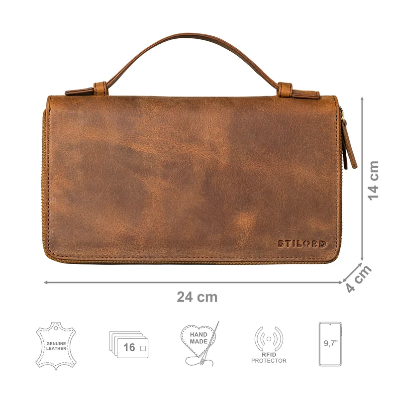 "Felicity" Große Geldbörse Herren Clutch Leder mit Handyfach