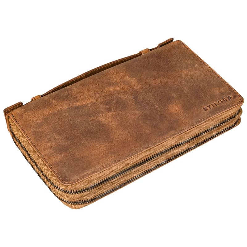 "Felicity" Große Geldbörse Herren Clutch Leder mit Handyfach