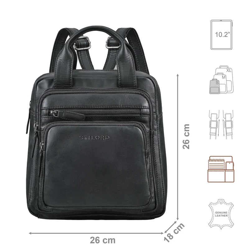 "Maple" Rucksack Tasche Damen Echtes Leder mit Henkel klein