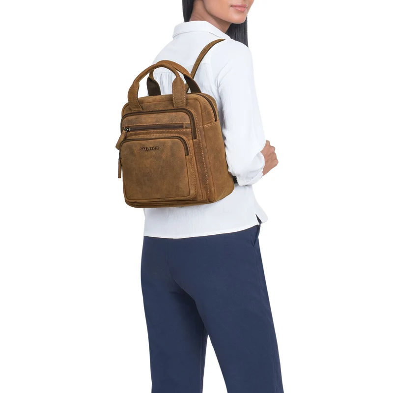 "Maple" Rucksack Tasche Damen Echtes Leder mit Henkel klein