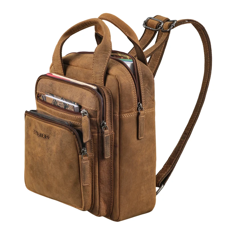 "Maple" Rucksack Tasche Damen Echtes Leder mit Henkel klein