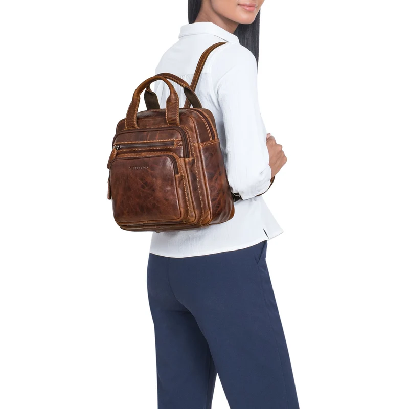 "Maple" Rucksack Tasche Damen Echtes Leder mit Henkel klein