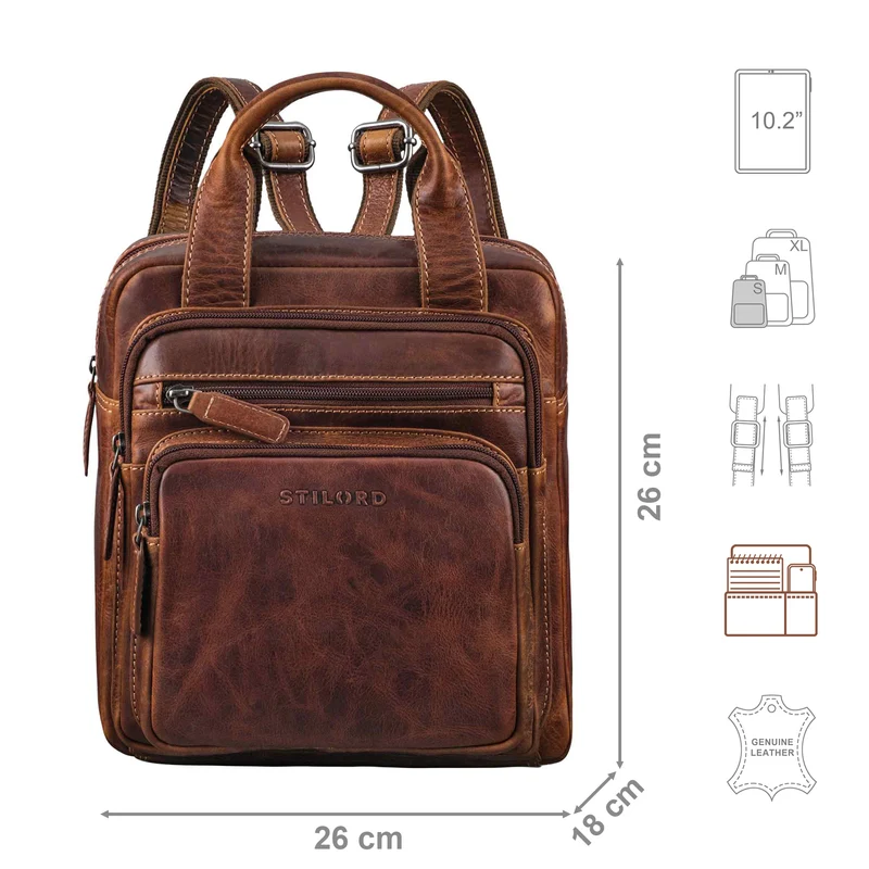 "Maple" Rucksack Tasche Damen Echtes Leder mit Henkel klein