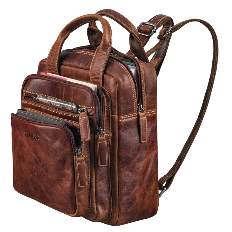 "Maple" Rucksack Tasche Damen Echtes Leder mit Henkel klein