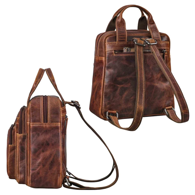 "Maple" Rucksack Tasche Damen Echtes Leder mit Henkel klein