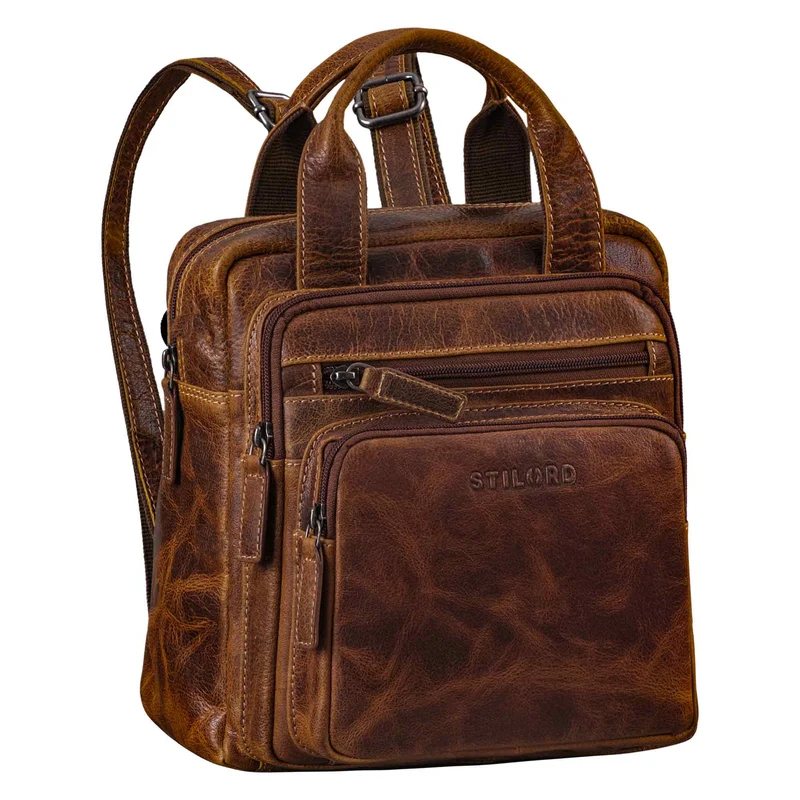 "Maple" Rucksack Tasche Damen Echtes Leder mit Henkel klein