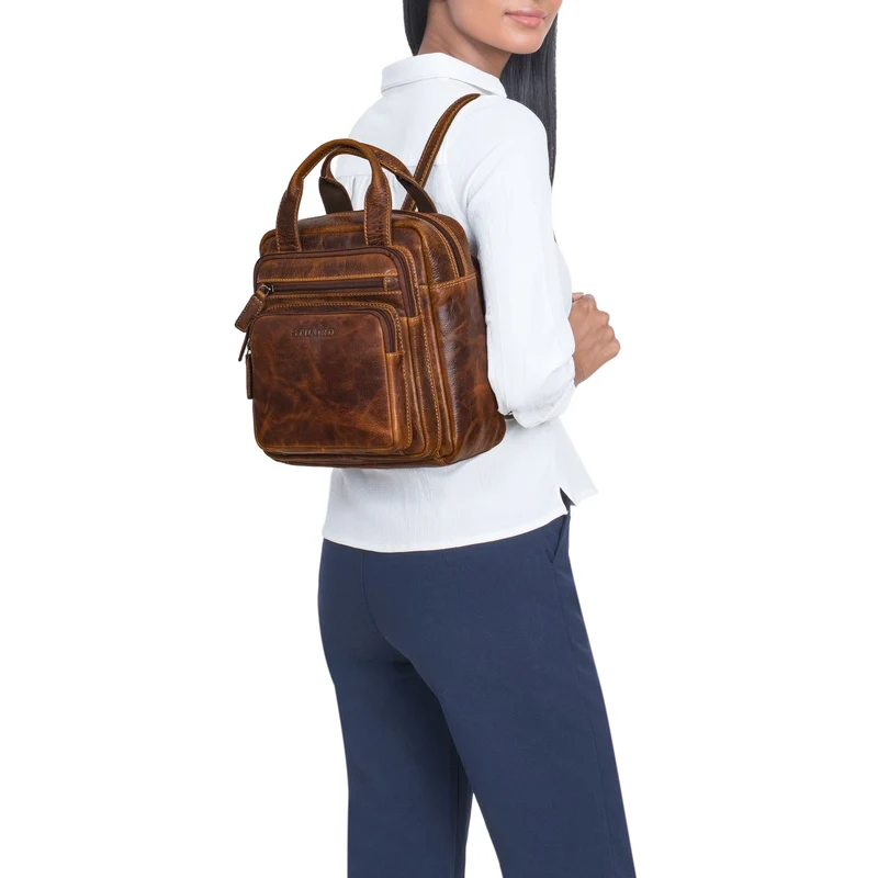 "Maple" Rucksack Tasche Damen Echtes Leder mit Henkel klein