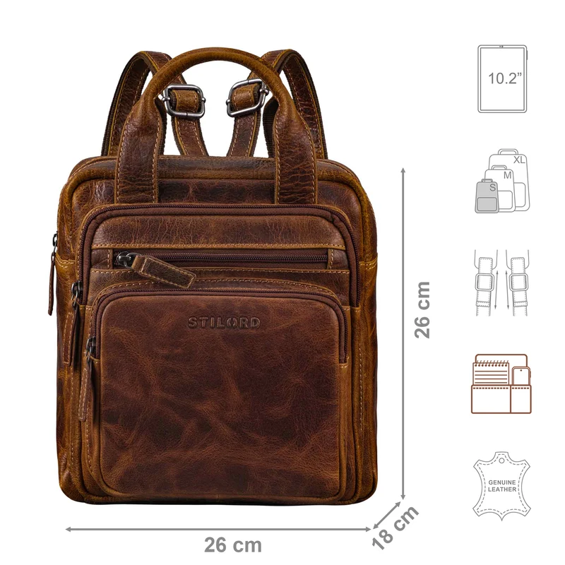 "Maple" Rucksack Tasche Damen Echtes Leder mit Henkel klein