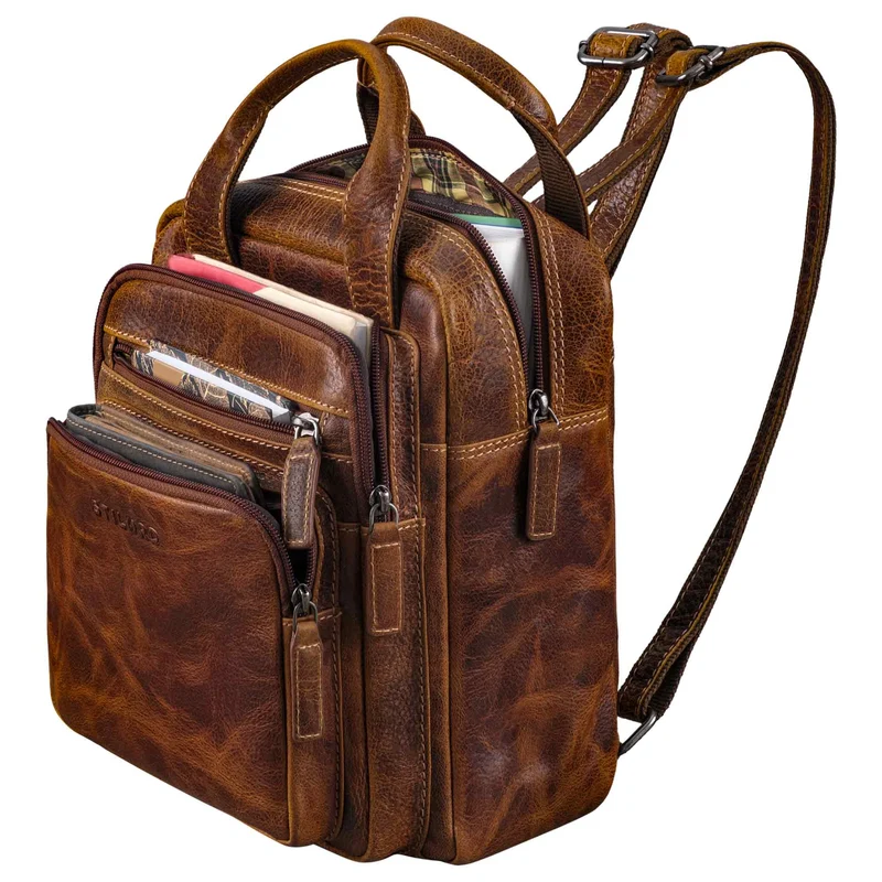 "Maple" Rucksack Tasche Damen Echtes Leder mit Henkel klein
