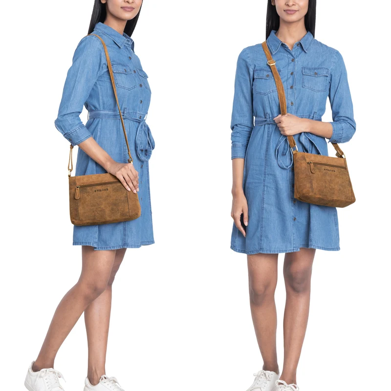 "Peach" Leder Umhängetasche Damen Klein