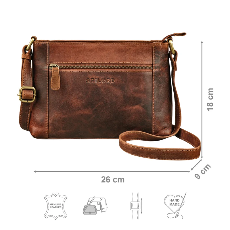 "Peach" Leder Umhängetasche Damen Klein