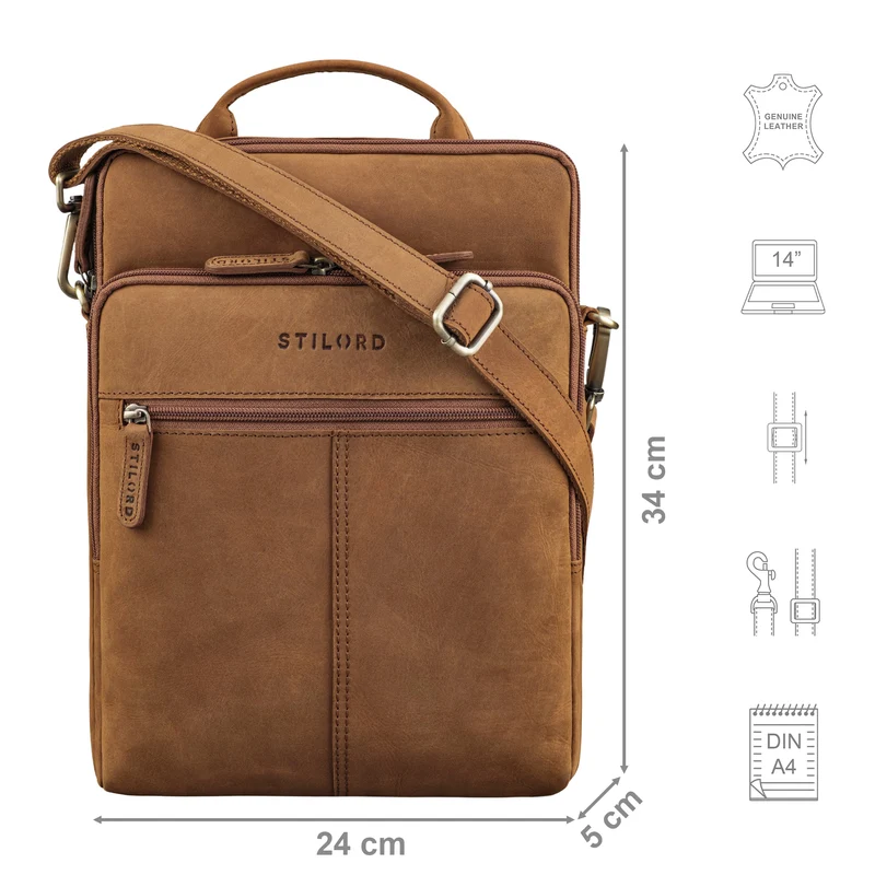 "Stellan" Schmale Laptop-Tasche Leder 13,3 - 14 Zoll