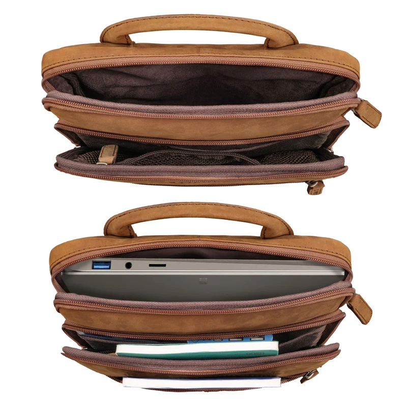 "Stellan" Schmale Laptop-Tasche Leder 13,3 - 14 Zoll
