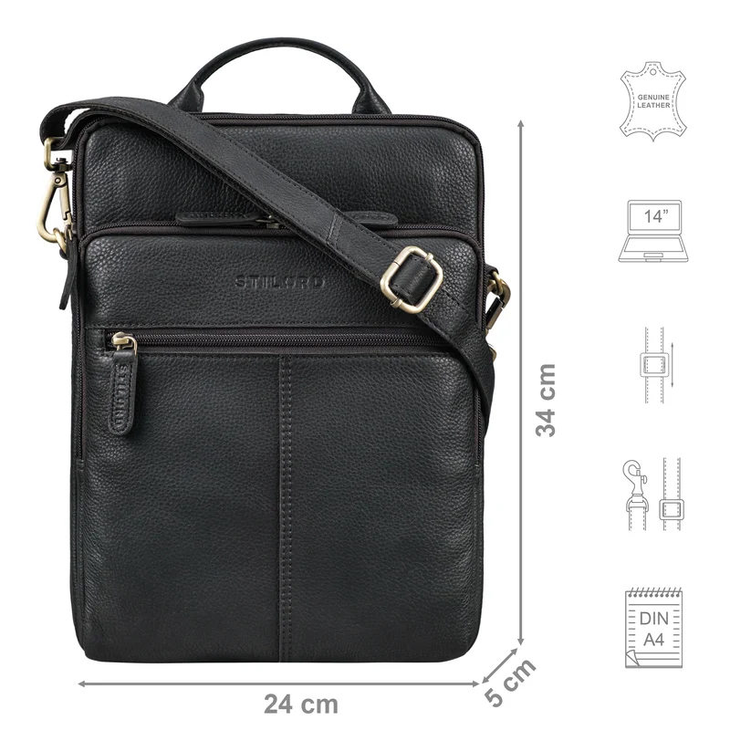 "Stellan" Schmale Laptop-Tasche Leder 13,3 - 14 Zoll