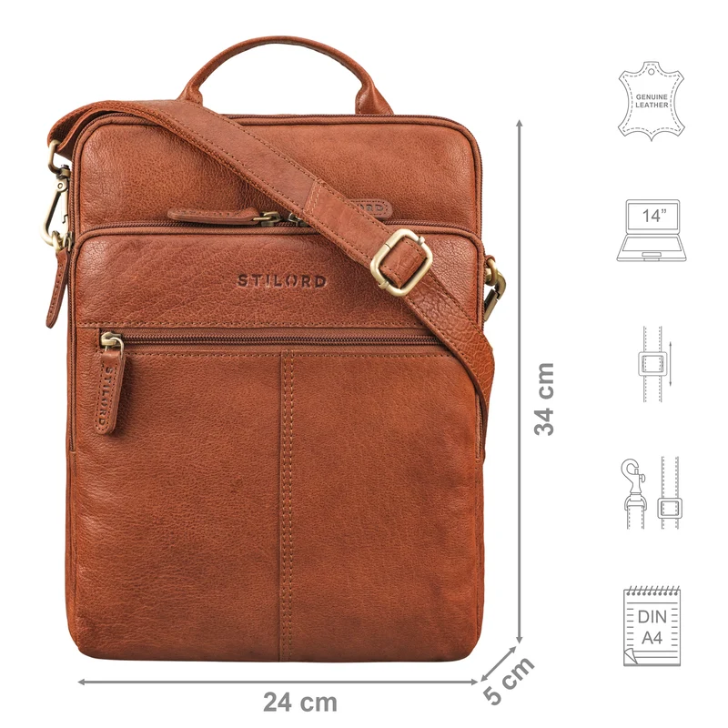 "Stellan" Schmale Laptop-Tasche Leder 13,3 - 14 Zoll