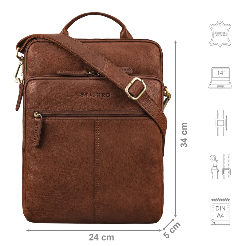 "Stellan" Schmale Laptop-Tasche Leder 13,3 - 14 Zoll