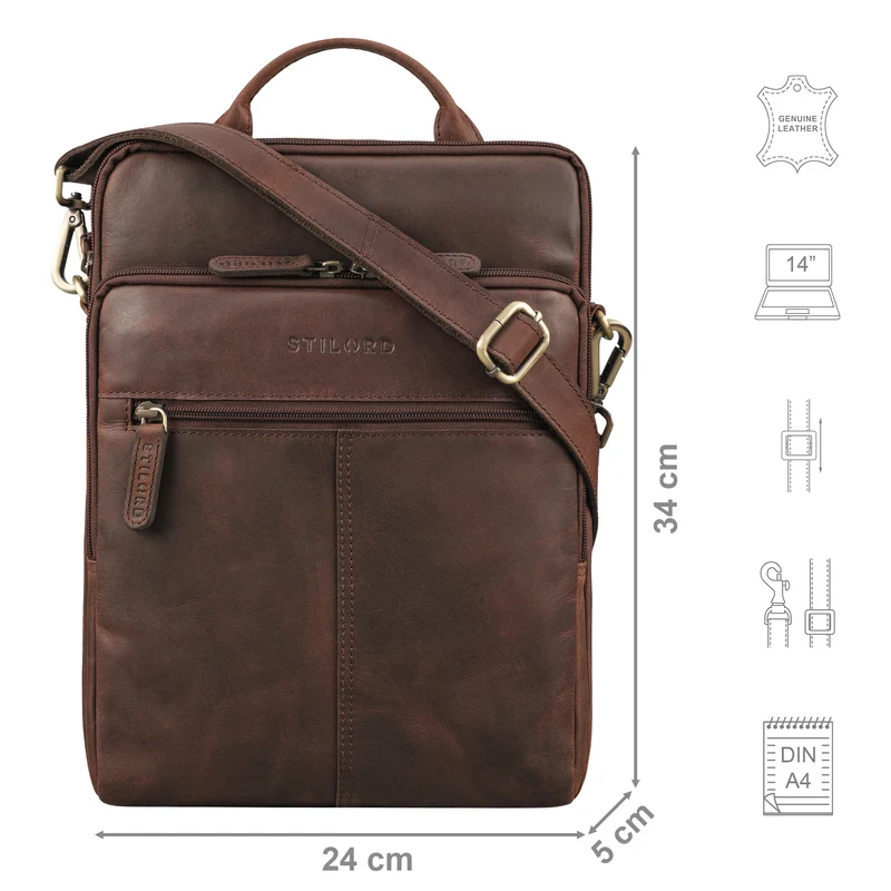 "Stellan" Schmale Laptop-Tasche Leder 13,3 - 14 Zoll