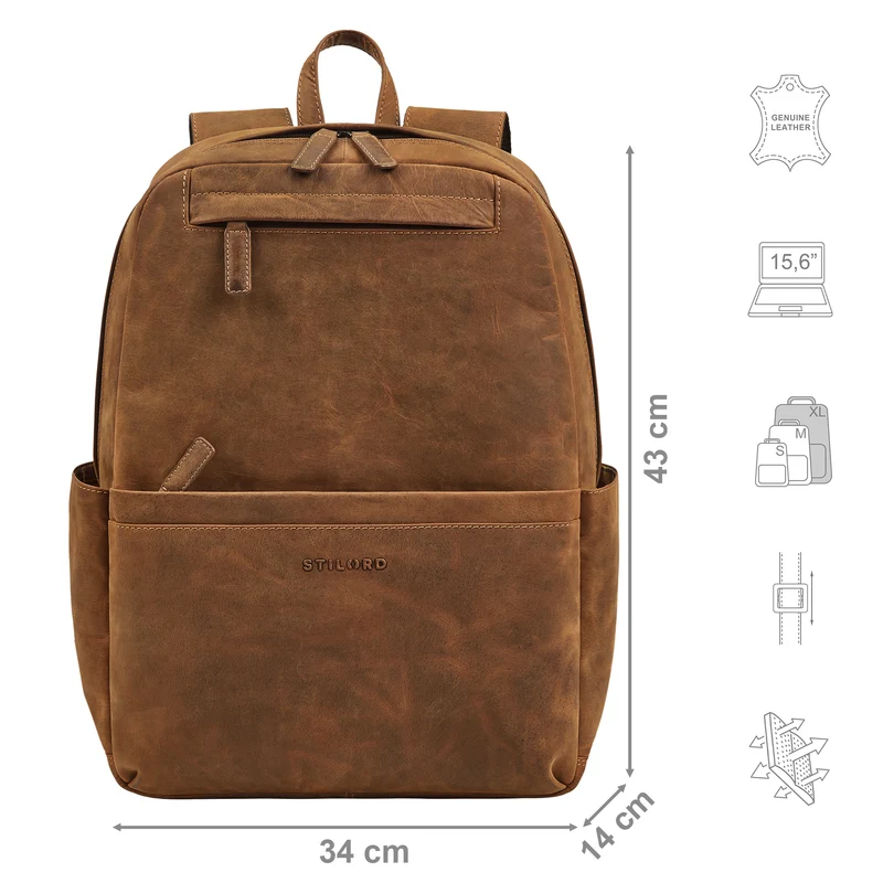 "Brighton" Großer Business Lederrucksack 15.6 Zoll für Herren & Damen