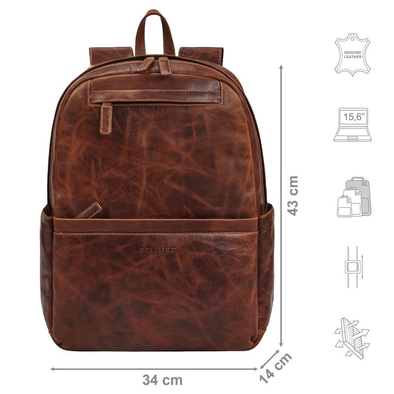 "Brighton" Großer Business Lederrucksack 15.6 Zoll für Herren & Damen