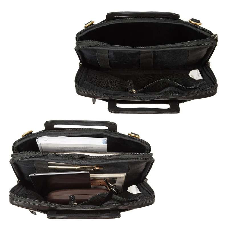 "Connell" Laptoptasche 13 Zoll A4 Leder schmal für Damen und Herren