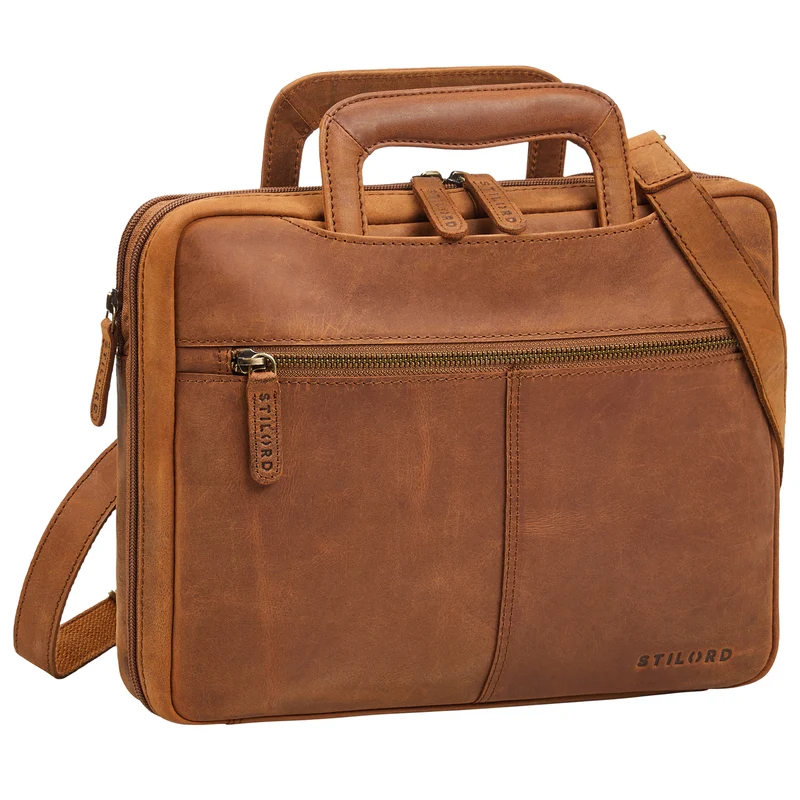 "Connell" Laptoptasche 13 Zoll A4 Leder schmal für Damen und Herren