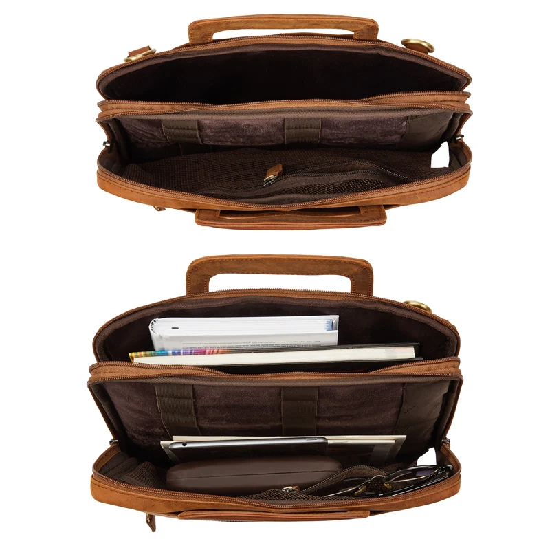 "Connell" Laptoptasche 13 Zoll A4 Leder schmal für Damen und Herren