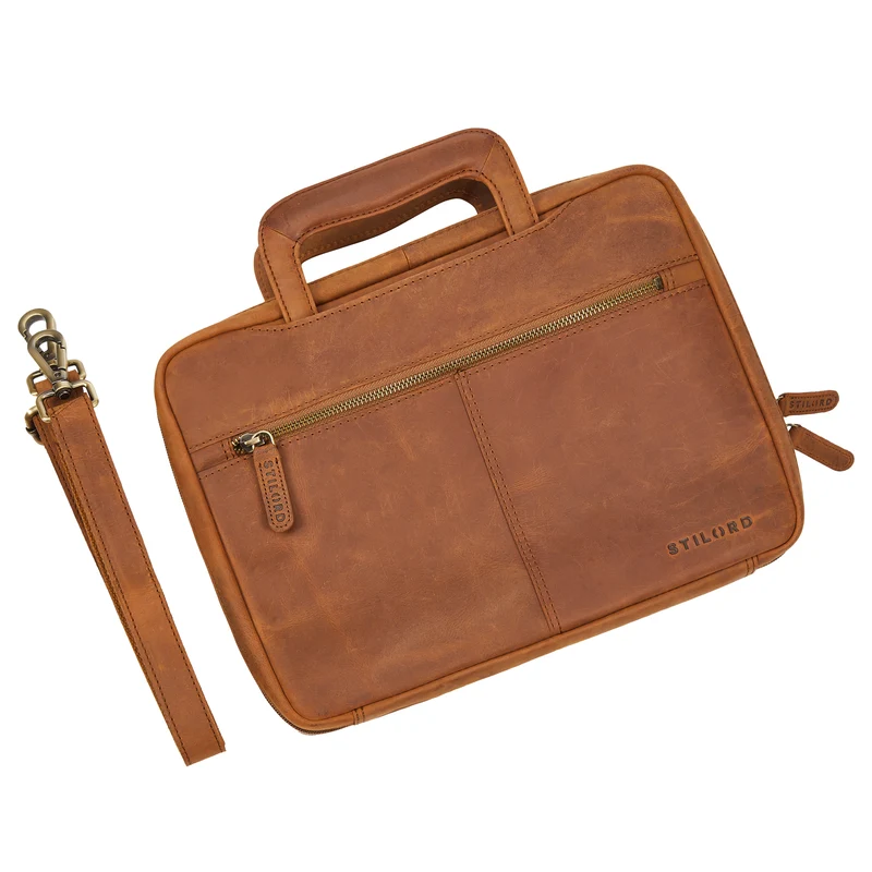 "Connell" Laptoptasche 13 Zoll A4 Leder schmal für Damen und Herren