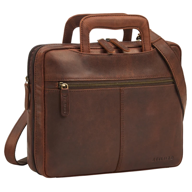 "Connell" Laptoptasche 13 Zoll A4 Leder schmal für Damen und Herren