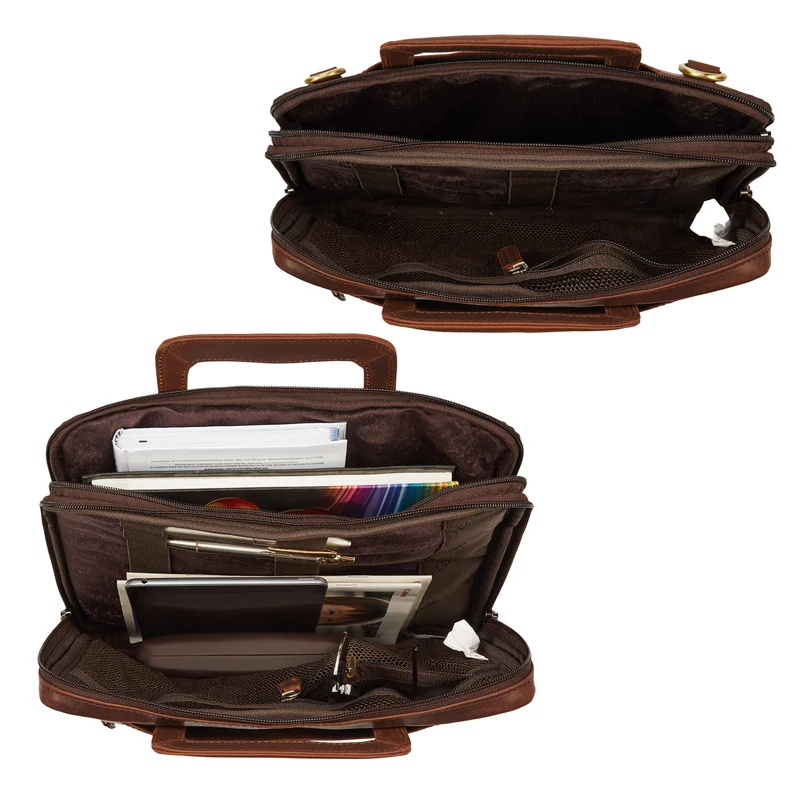 "Connell" Laptoptasche 13 Zoll A4 Leder schmal für Damen und Herren