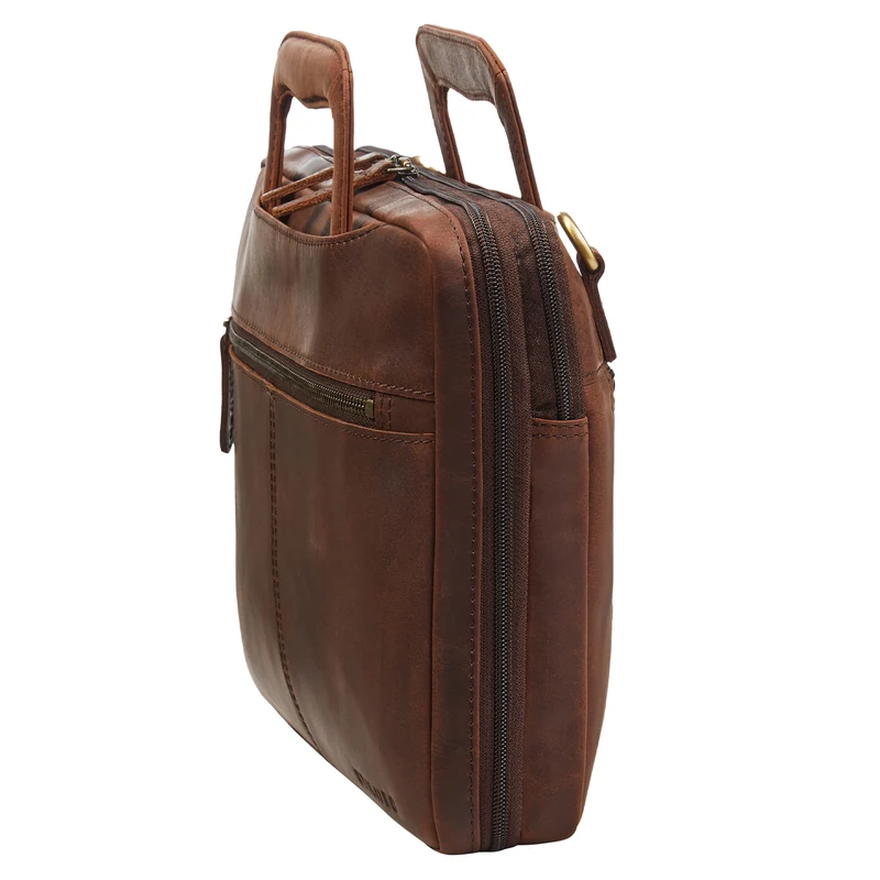 "Connell" Laptoptasche 13 Zoll A4 Leder schmal für Damen und Herren