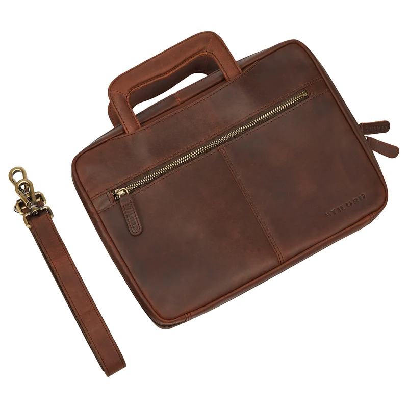 "Connell" Laptoptasche 13 Zoll A4 Leder schmal für Damen und Herren