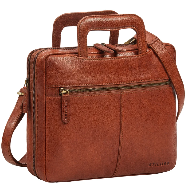 "Connell" Laptoptasche 13 Zoll A4 Leder schmal für Damen und Herren